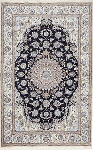 Tappeto Nain 9la Persia Medaglione Blu Notte Crema 157x248 Cm