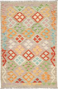 Tappeto Kilim Afghanistan Geometrico Beige Colori Vivaci 102x153 Cm