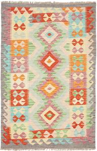 Tappeto Kilim Afghanistan Astratto Multicolore Pastello Grigio 96x149 Cm