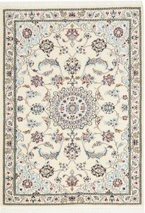 Tappeto Nain 6la Persia Medaglione Avorio Azzurro 67x93 Cm