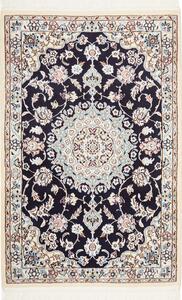 Tappeto Nain 9la Persia Medaglione Blu Scuro Avorio 78x119 Cm