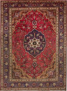 Tappeto Tabriz Persia Medaglione Rosso Blu 250x342 Cm