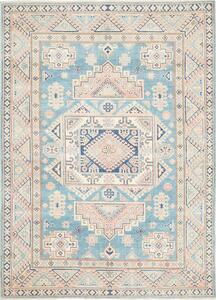 Tappeto Kazak Afghanistan Geometrico Azzurro Crema 149x208 Cm