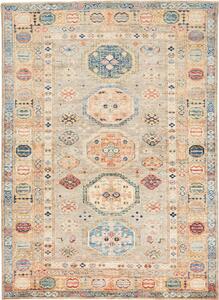 Tappeto Kazak Fine Pakistan Astratto Beige Blu 151x209 Cm
