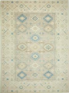 Tappeto Kazak Fine Pakistan Geometrico Beige Azzurro 269x367 Cm