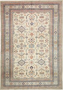 Tappeto Kazak Fine Pakistan Geometrico Crema Blu 204x295 Cm