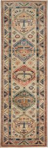 Tappeto Kazak Fine Pakistan Astratto Beige Blu 84x255 Cm