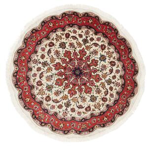 Tappeto Tabriz 50 Raj Persia Medaglione Avorio Scarlatto 150x150 Cm