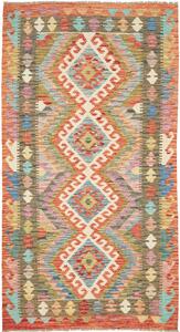 Tappeto Kilim Afghanistan Geometrico Multicolore Vivace 106x195 Cm