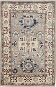 Tappeto Kazak Afghanistan Astratto Grigio Blu 83x125 Cm