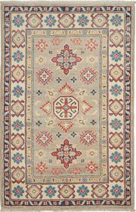 Tappeto Kazak Afghanistan Astratto Beige Rosso 83x125 Cm