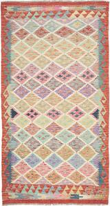 Tappeto Kilim Afghanistan Geometrico Multicolore Terracotta 101x190 Cm