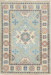 Tappeto Kazak Afghanistan Geometrico Grigio Azzurro Corallo 61x90 Cm
