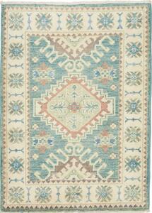 Tappeto Kazak Afghanistan Medaglione Azzurro Crema 61x90 Cm