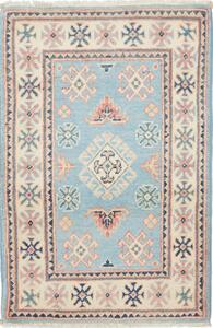 Tappeto Kazak Afghanistan Geometrico Azzurro Crema 61x94 Cm
