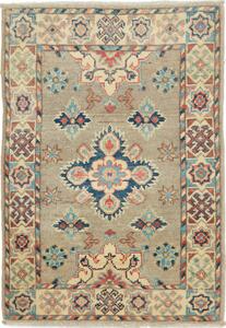 Tappeto Kazak Afghanistan Geometrico Beige Blu 63x91 Cm