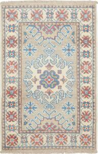 Tappeto Kazak Afghanistan Geometrico Beige Azzurro 57x89 Cm