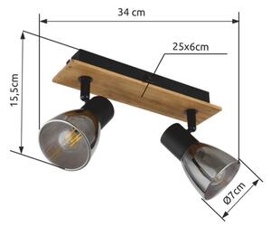 Globo 54307-2W - Faretto da parete CLAUDE 2xE14/40W/230V nero/legno