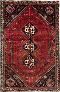 Tappeto Shiraz Persia Astratto Rosso Blu Scuro 172x267 Cm