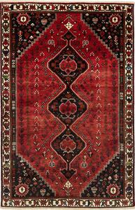 Tappeto Shiraz Persia Astratto Rosso Scuro Nero 163x253 Cm