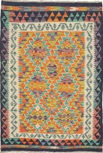 Tappeto Kilim Afghanistan Geometrico Multicolore Blu 97x148 Cm