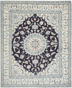 Tappeto Nain Kashmar Persia Medaglione Blu Scuro Crema 206x252 Cm