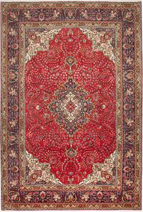 Tappeto Tabriz Persia Medaglione Rosso Blu 200x296 Cm