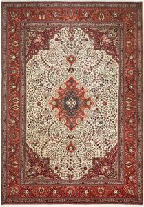 Tappeto Tabriz Persia Medaglione Crema Rosso 203x292 Cm