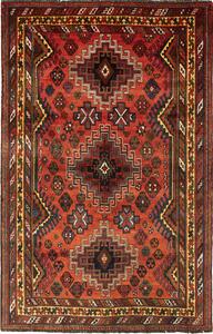 Tappeto Shiraz Persia Medaglione Rosso Mattone Blu 160x250 Cm