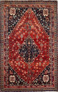 Tappeto Shiraz Persia Medaglione Rosso Blu 170x272 Cm