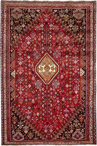 Tappeto Shiraz Persia Medaglione Rosso Nero 185x280 Cm