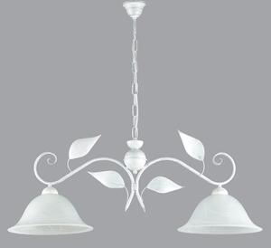 Lampadario in ferro laccato bianco con decorazione argento e vetri 