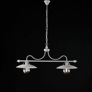 Lampadario in ferro laccato bianco con decorazione argento 2 luci 