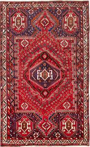 Tappeto Shiraz Persia Medaglione Rosso Blu Scuro 164x270 Cm