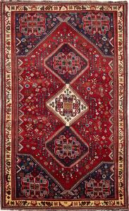 Tappeto Shiraz Persia Astratto Rosso Blu Crema 175x287 Cm