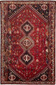 Tappeto Shiraz Persia Geometrico Rosso Nero 172x260 Cm