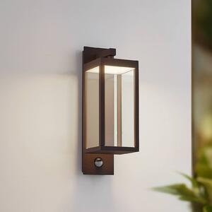 Lucande Applique da esterni LED Ferdinand, ruggine, sensore, IP54 Ferdinand, Marrone / Ruggine, Alluminio, Moderno