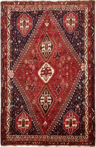 Tappeto Shiraz Persia Geometrico Rosso Blu 187x283 Cm