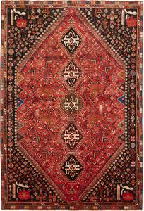 Tappeto Shiraz Persia Medaglione Rosso Nero 163x285 Cm