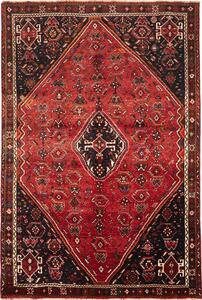 Tappeto Shiraz Persia Geometrico Rosso Nero 180x268 Cm