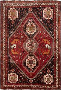 Tappeto Shiraz Persia Medaglione Rosso Nero 182x270 Cm