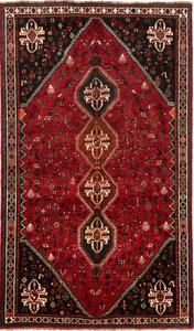Tappeto Shiraz Persia Medaglione Rosso Nero 163x275 Cm