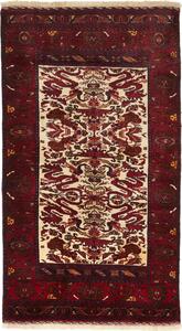 Tappeto Baluch Persia Geometrico Rosso Crema 98x182 Cm