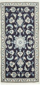 Tappeto Nain Kashmar Persia Medaglione Blu Notte Avorio 70x133 Cm