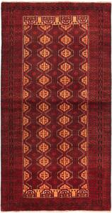 Tappeto Baluch Persia Geometrico Rosso Oro 103x201 Cm