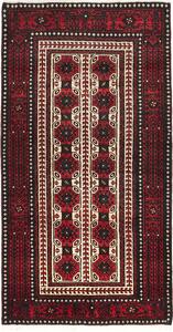 Tappeto Baluch Persia Geometrico Rosso Scuro Nero 101x193 Cm