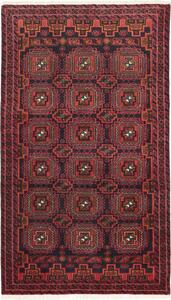 Tappeto Baluch Persia Astratto Nero Rosso 101x185 Cm