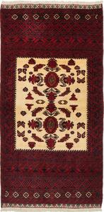 Tappeto Baluch Persia Geometrico Bordeaux Crema 86x174 Cm