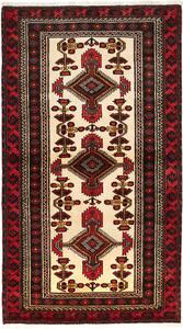 Tappeto Baluch Persia Astratto Rosso Crema 108x194 Cm
