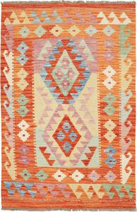 Tappeto Kilim Afghanistan Astratto Arancione Turchese 86x132 Cm